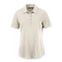 A women's polo shirt in a light beige colour with a classic collar and short sleeves, featuring a logo.