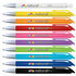 A collection of colorful pens in various shades, featuring silver accents and a logo on each pen.