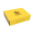 A yellow box with a brown logo, labelled "Gandez Apparel," featuring a motivational quote on the side.
