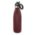 A drink bottle in a deep burgundy shade with a flip lid and a black handle, featuring a metal band.