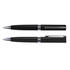 A Gemini Pen in sleek black plastic with chrome accents, displayed in two positions: one capped and one uncapped.