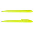 A set of bright yellow plastic pens, featuring smooth barrels and clip designs. Each pen has a point for writing.