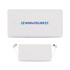 A white power bank featuring integrated charging cables and a logo on the surface.