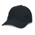 A black baseball cap with a rounded crown and a curved peak, featuring a subtle logo.