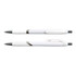 A set of two white pens with chrome accents, featuring a textured grip and click mechanism for easy use.