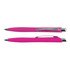 A pink plastic pen, the Stingray Pen, featuring a sleek design with a metal clip and tip.