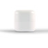 A white cube lip balm container with a smooth finish and a sleek design, featuring a logo on the top.