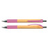 A bamboo pen with a pink grip and clip. The pen features a polished metal tip and is designed for writing.