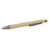 A pen with a natural wood finish and a gray clip and tip. The Aspen Paper Pen is designed for writing.