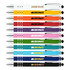 A collection of stylus pens in various colors, featuring a branding logo on each pen.