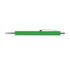 A green Aluminium pen with a silver clip, featuring a simple, sleek design and a logo on its body.
