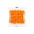 A clear cello bag filled with bright orange jelly beans.