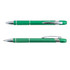 A Miami Aluminium Pen in a vibrant green color with chrome accents, featuring a textured grip and a sleek design.