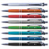 A collection of Hamilton metal pens in various colors: silver, red, orange, gray, green, blue, and black. Each pen features a logo.