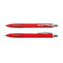A red plastic pen named Titan Pen featuring a sleek design with silver accents and grip detailing.