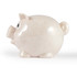 A cream-colored piggy bank with a round body, small ears, and a tail, featuring a cartoonish eye.