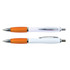 A set of Viva Pens with a white barrel and orange accents, featuring a sleek design and chrome detailing.