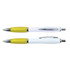 A collection of two Viva Pens with a white barrel and bright yellow accents, each featuring a chrome trim.