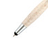 A stylus pen with a speckled cream and beige body, featuring a silver tip and a soft-touch black end.