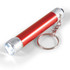 A red Orion Torch with a keychain attachment, featuring a metallic silver end where the light emits.