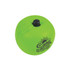 A bright green apple-shaped stress reliever with a printed design featuring a sun and wave motif.