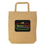 A short handle bag in a natural fiber texture featuring a colorful logo for "MarketWise One-Stop Grocery Shop."