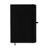 A black A5 notebook with a smooth cover and an elastic band closure, designed for office and business use.