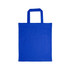 A blue cotton tote bag with short handles.