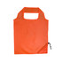 An orange reusable shopping bag with a simple design and a drawstring closure. Features a logo on the side.