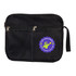 A black utility pouch featuring a logo for "Tiny Explorers" with mesh pockets and zippered compartments.