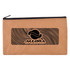 A kraft pouch featuring a zip closure and a bold black logo design, suitable for storing toiletries or accessories.