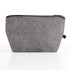 A grey cosmetic pack made of felt material with a zip closure and a small logo on the side.
