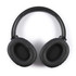 A pair of black ANC headphones with cushioned ear cups, featuring a sleek design and a headband.