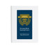 A white sticky note pad featuring a blue and gold emblem, with a logo and text on the cover.