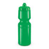 A drink bottle in bright green color with a twist-top lid and a contoured design for easy grip.