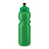 A drink bottle in a vibrant green color with a twist-top cap and an ergonomic grip design.