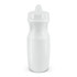 A drink bottle in a sleek white design featuring a tapered body, a secure screw-on lid, and a spout for easy sipping.