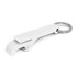 A drink bottle opener key ring in white, featuring a sleek design with a keychain attachment.