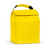 A bright yellow lunch cooler bag with a top flap and a sturdy handle.