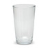 A clear glass tumbler with a simple, sleek design, featuring a smooth surface and a slight taper towards the base.