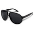 Aviator sunglasses with a sleek black frame and dark tinted lenses.