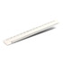 A white scale ruler with clear measurement markings. It has a logo on one end.