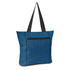 Avenue Elite Tote Bag in blue fabric with black straps and a front zip pocket. Features branding on the bag.