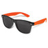 Malibu Premium Sunglasses featuring a black frame with orange accents and dark lenses.