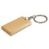 A wooden rectangular key ring with a metal keychain attachment, featuring a natural timber finish.