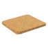 A square cork coaster in a natural beige colour with rounded edges, featuring a simple, unbranded design.