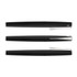 A sleek black Lamy Studio rolling ball pen set featuring three pens with a silver clip and accents.