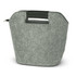 A grey cooler bag with a handle, made from felt material, featuring a minimalist design.