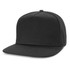 A Crusade Flat Peak Cap in a solid black color, featuring a structured design with a flat brim.