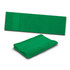 A bright green sports towel, both folded and unfolded, featuring a textured surface and a simple design.